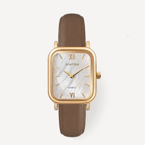 RUMTTONHarbor Leather Watch White Gold Brown