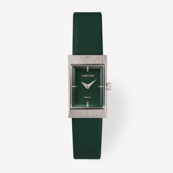 RUMTTONGrid leather watch Green Silver