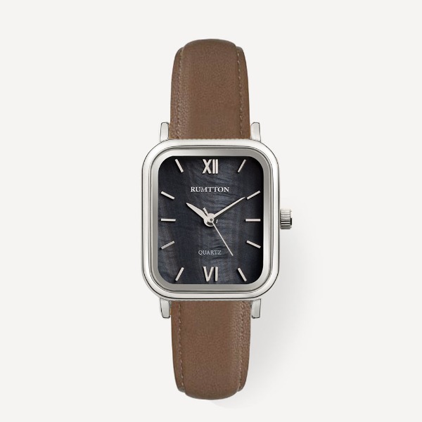 RUMTTONHarbor Leather Watch Black Silver Brown