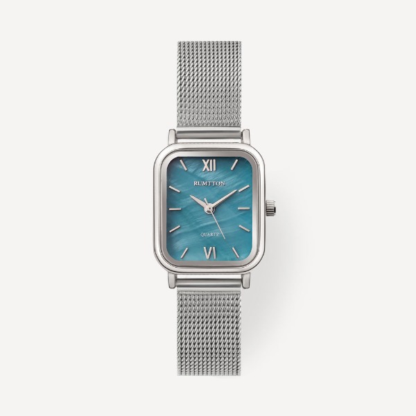 Blue Mother-of-pearl Womens Mesh Watch Rumtton Harbor Blue Silver