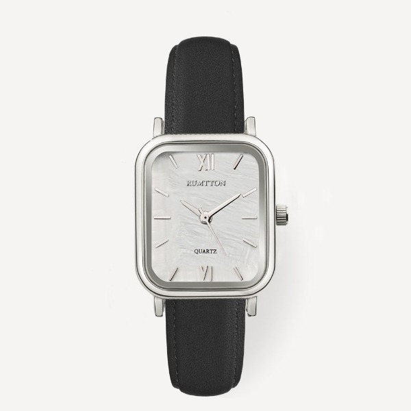 RUMTTONHarbor Leather Watch White Silver Black