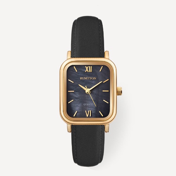 RUMTTONHarbor leather watch (Harbour Leather Watch) Black Gold Black